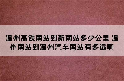 温州高铁南站到新南站多少公里 温州南站到温州汽车南站有多远啊